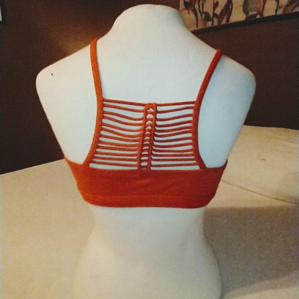 Strappy Red Athletes Bra Size Med